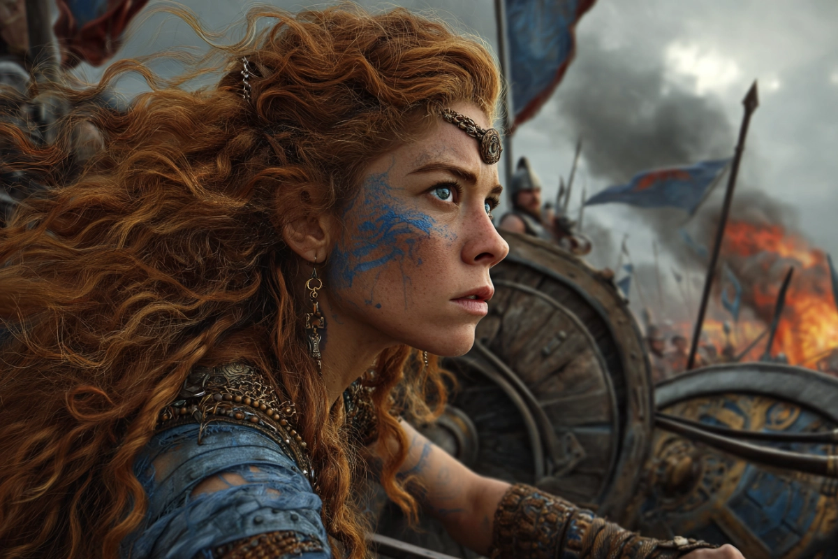 Boudica, queen of the Iceni, portrayed as a Celtic warrior