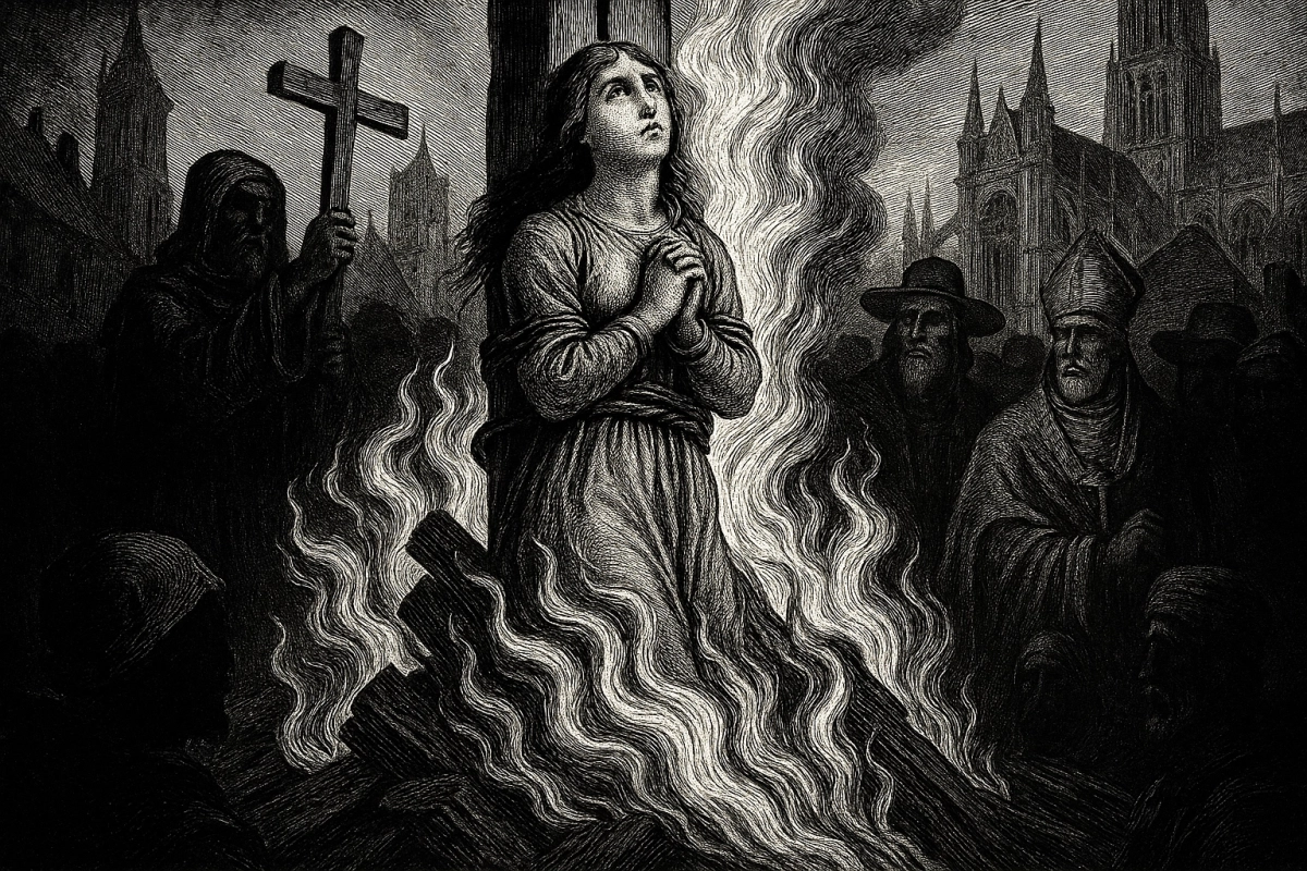 Joan of Arc during her execution at Rouen