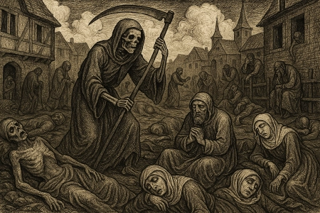 Illustration of the Black Death made with AI