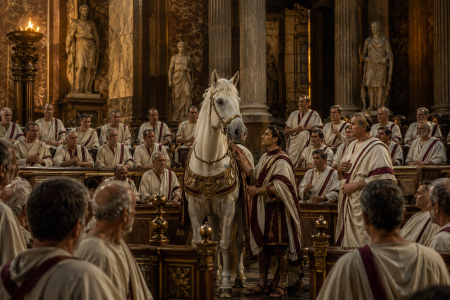 Caligula's horse in the Senate — Image made with AI