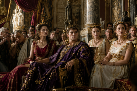 Caligula and his sisters at court — made with AI