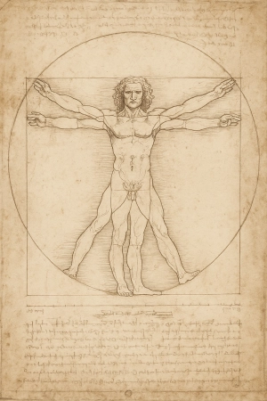 Sketch of Vitruvian Man made with AI