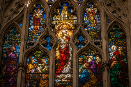 Gothic cathedral window stained glass — image made with AI