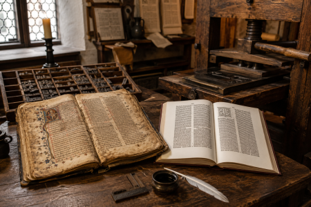 Manuscript and printed book — made with AI