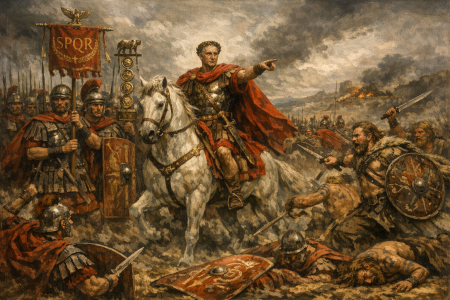 Julius Caesar during the Gallic Wars - Image made with AI