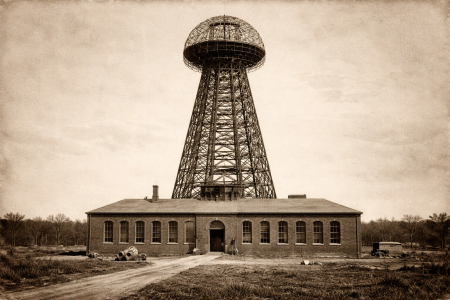 Tesla Experimental Station and tower, made with AI