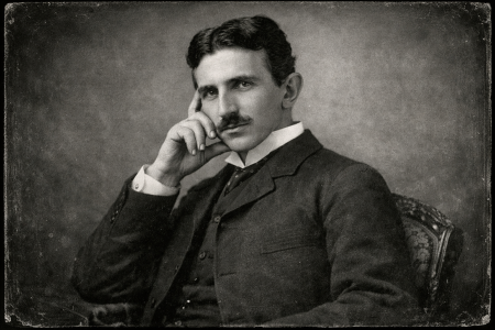 Nikola Tesla studio portrait, made with AI