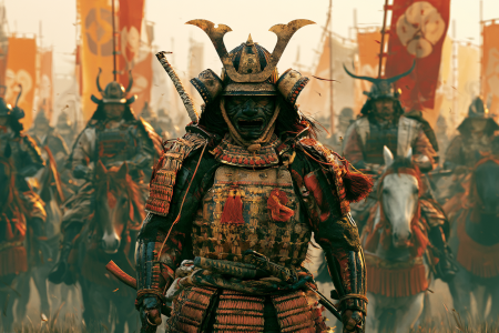 Samurai warlord in traditional armor made with AI