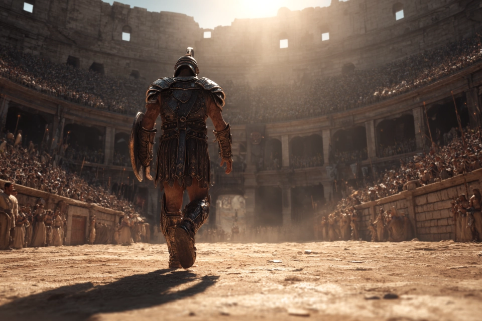 Image of a gladiator entering the Colosseum