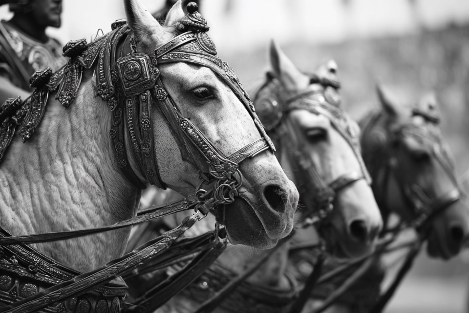 Roman chariot race in an ancient arena